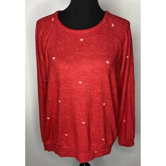 Buffalo David Bitton  Red Heart Crew Neck Long Sleeve Pullover Sweater Sz M - Picture 2 of 8